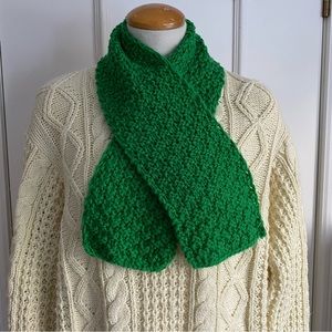 Hand crochet Kelly green acrylic scarf.
